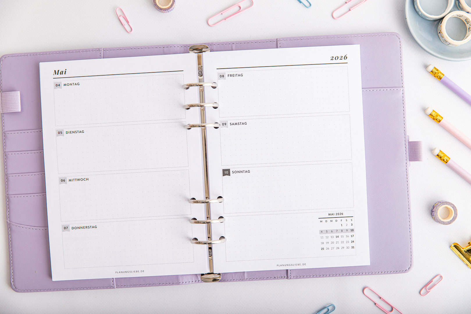 Kalendereinlagen 2026 A5 1 Woche 2 Seiten