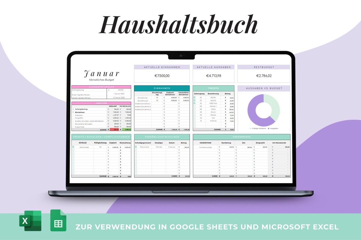 Haushaltsbuch Vorlage - Google Sheets budget template