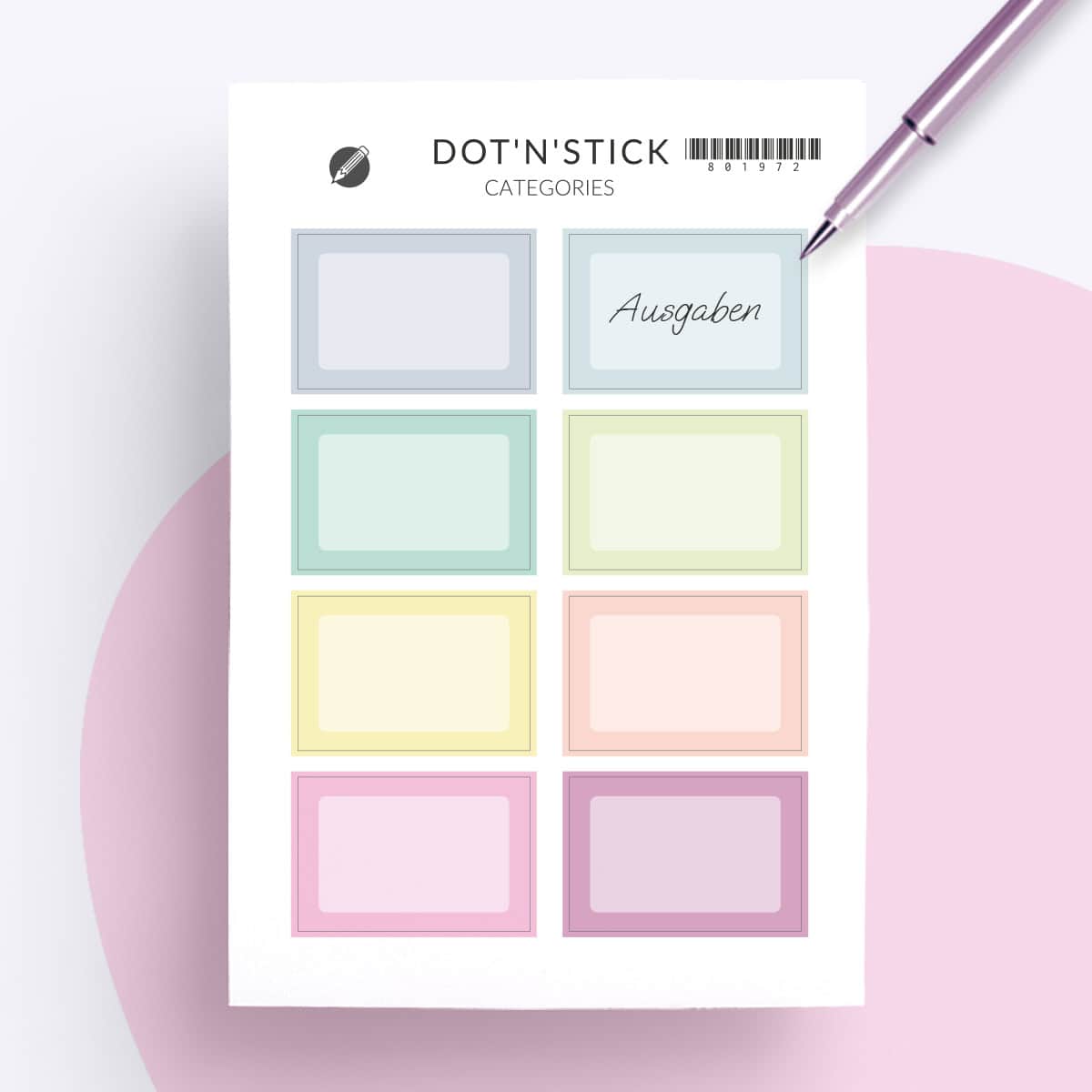 “Kategorien” Planer Aufkleber