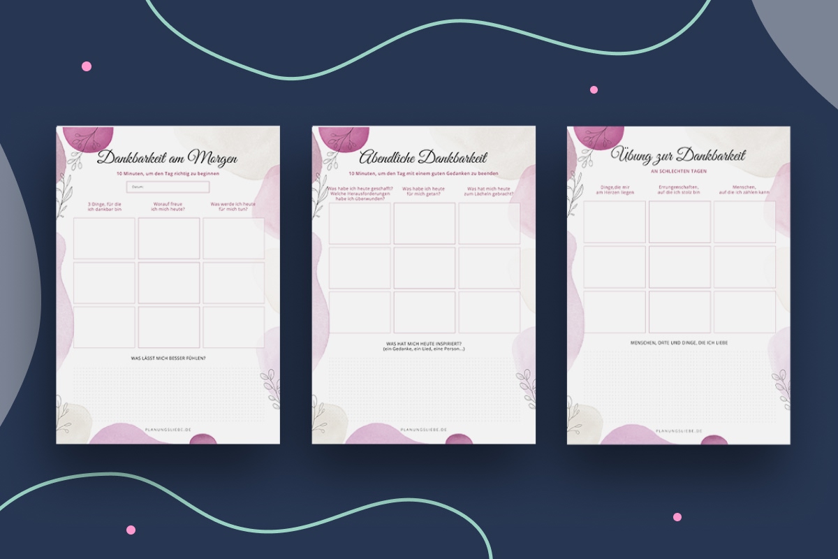 Planer für Dankbarkeit, Kostenlose Planer zum Ausdrucken
