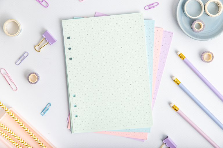 Ringplaner Einlagen A5 mit bunten Punkten – 4 Pastellfarben