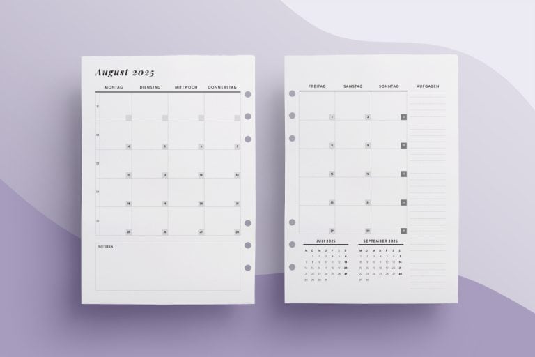Ringbuch Kalender 2025 | Ringbuch A5 Nachf&uuml;llbar
