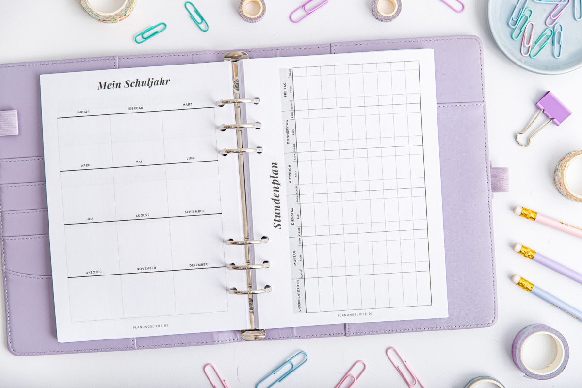 Einlagenseite: Mein Schuljahr und Stundenplan