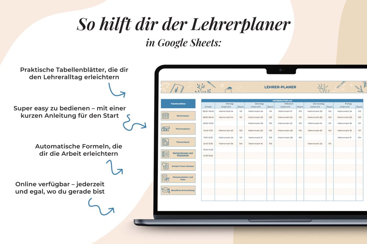 Lehrerplaner Vorteile Google Sheets