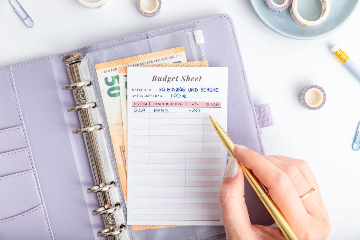 Budget Sheet A6 Ringbuch Einlagen – mit Geldumschlägen