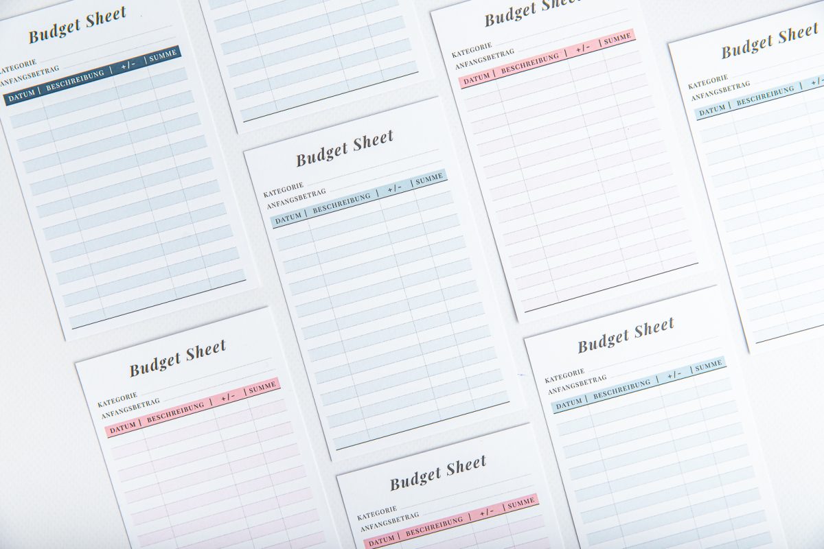 Budget Sheet A6 Ringbuch Einlagen – verschiedene Designs