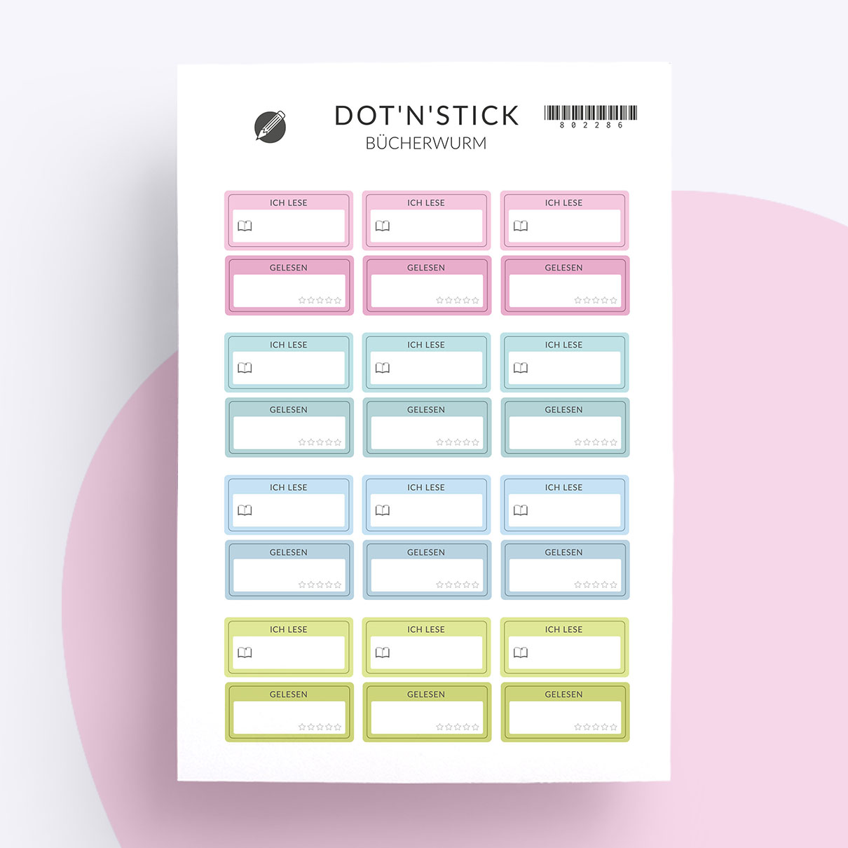 “Bücherwurm” Planer Aufkleber