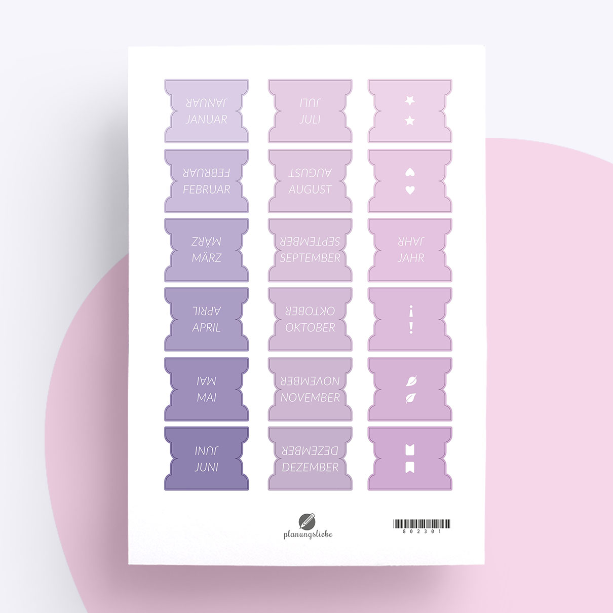 Planner Tabs „Monate“ | Planer Aufkleber in Lila