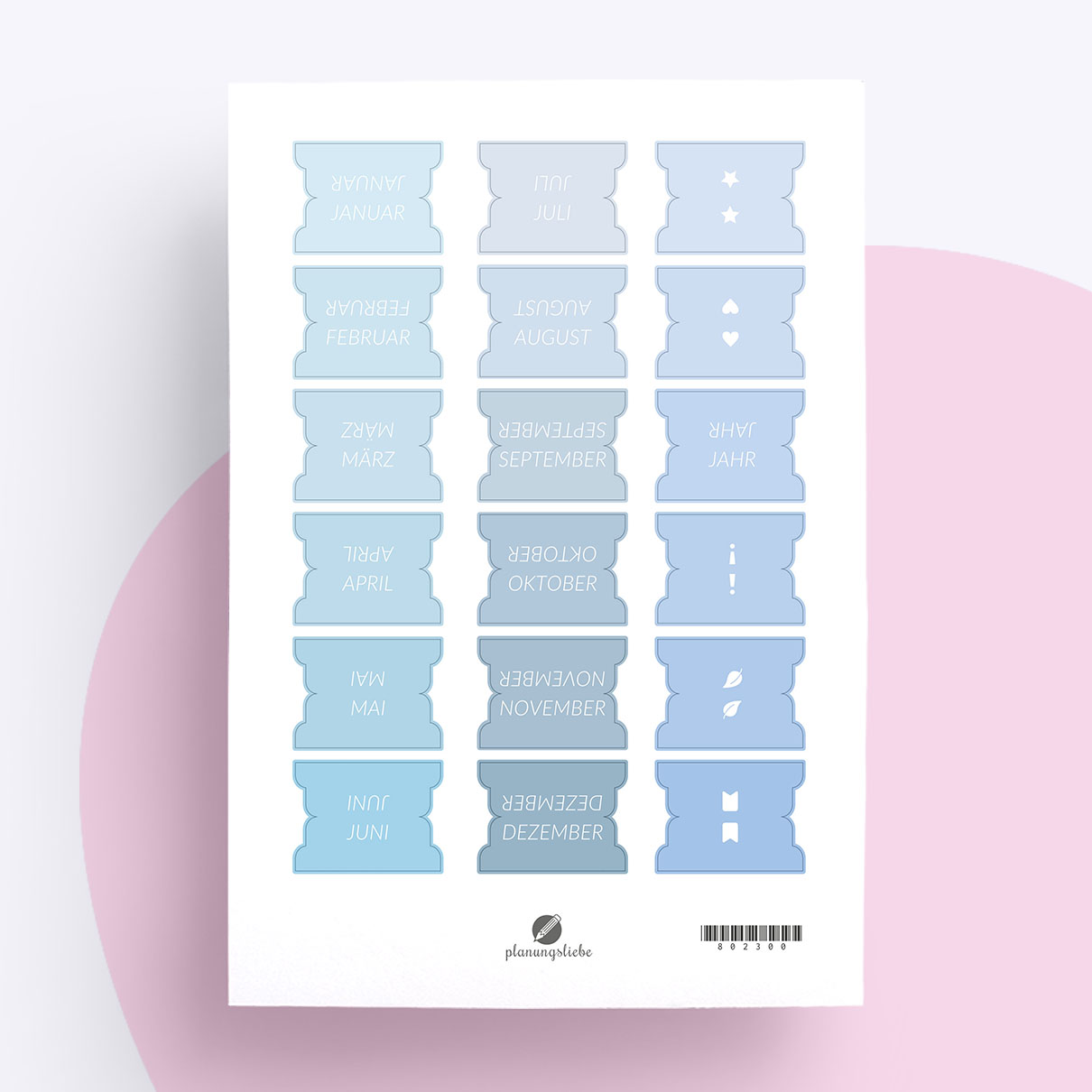 Planner Tabs „Monate“ | Planer Aufkleber in Hellblau