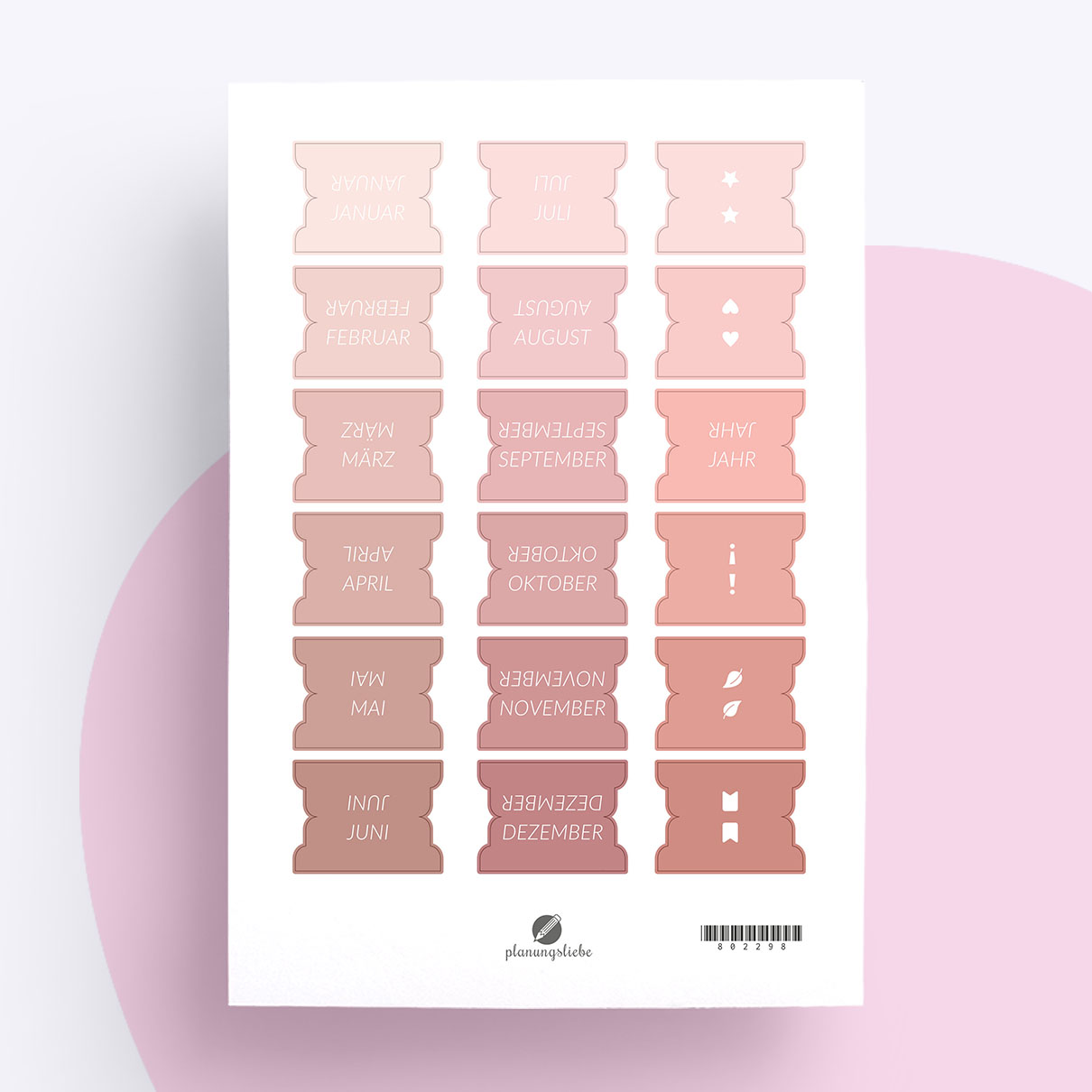 Planner Tabs „Monate“ | Planer Aufkleber in Rose Gold
