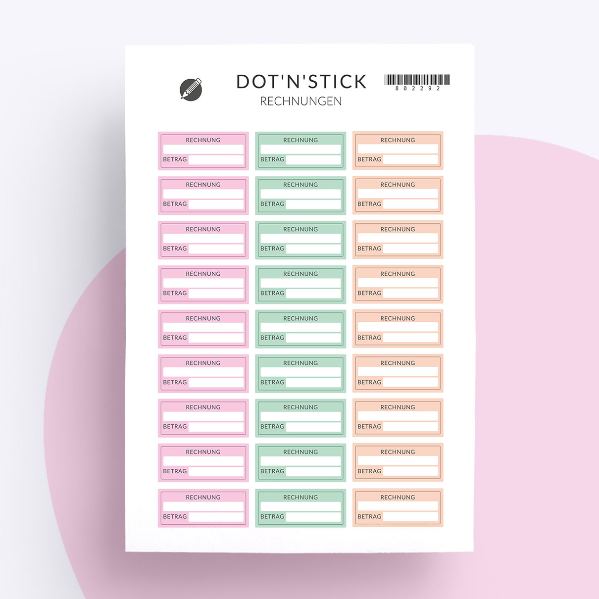 “Rechnungen” Planer Aufkleber