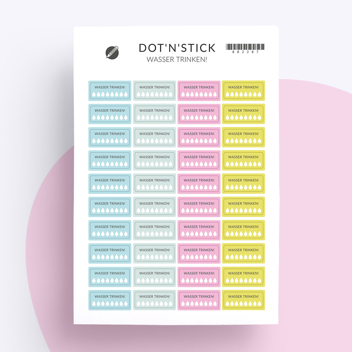 “Wasser Trinken” Planer Aufkleber