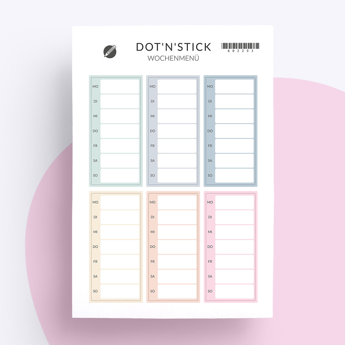 “Wochenmenü” Planer Aufkleber