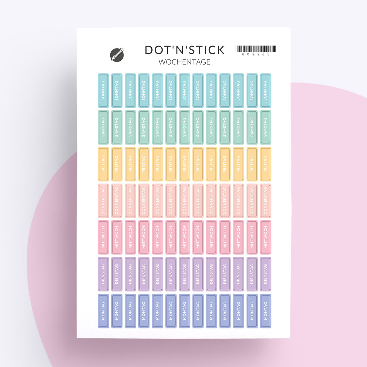 “Wochentage” Planer Aufkleber