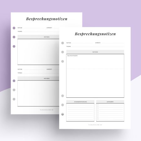 Besprechungsnotizen – Ringplaner Einlagen