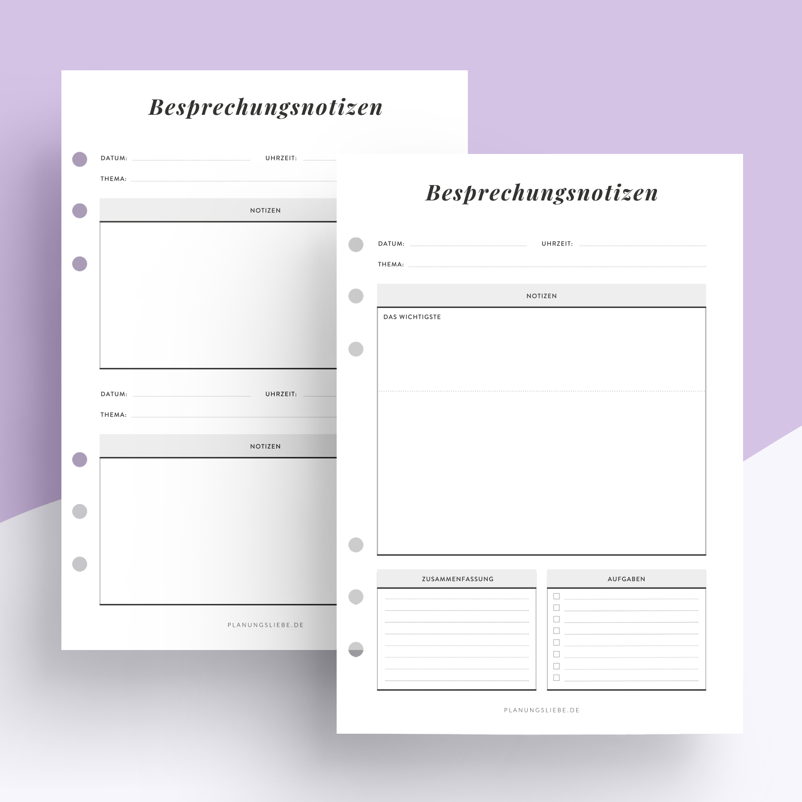 Besprechungsnotizen – Ringplaner Einlagen