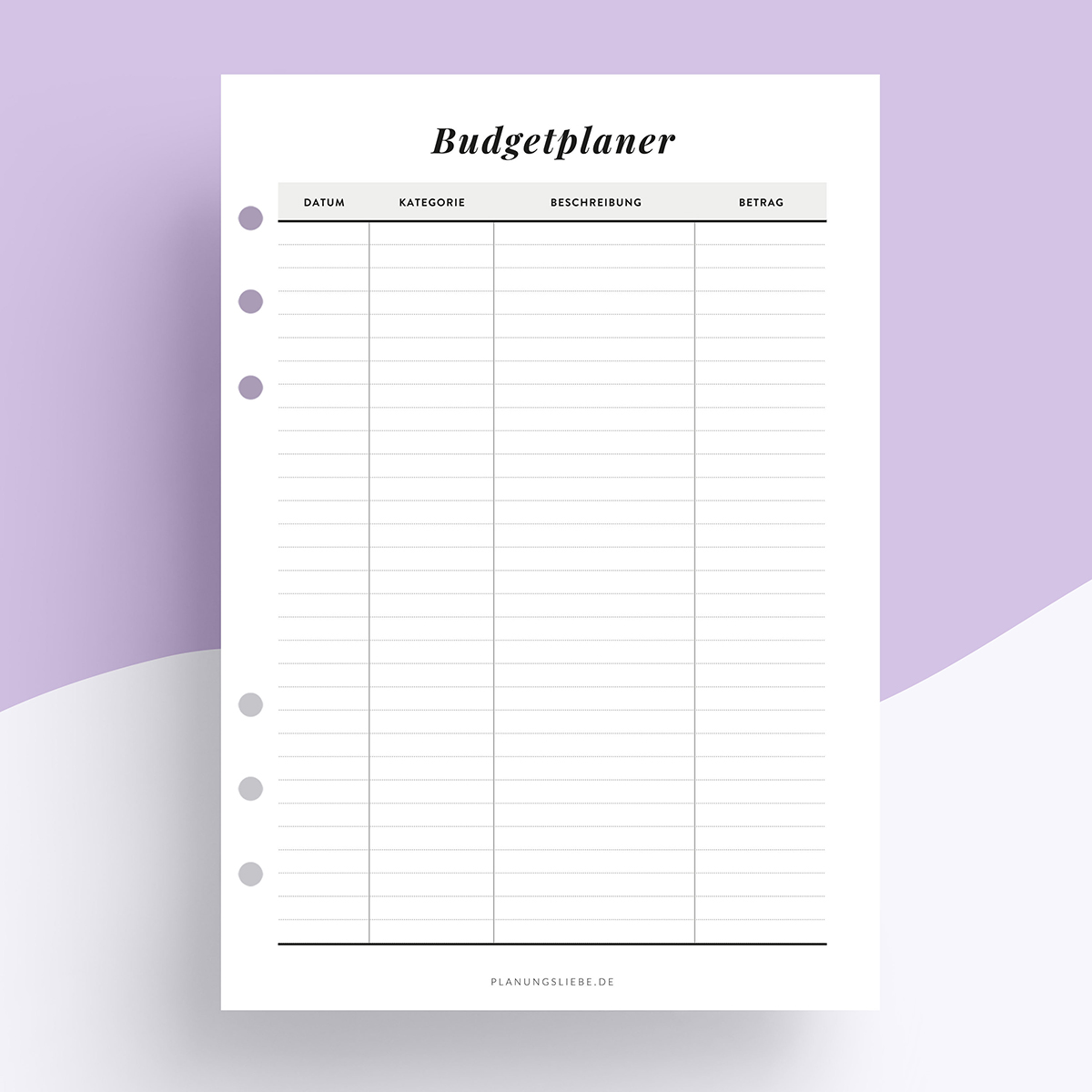 Budgetplaner – Ringplaner Einlagen
