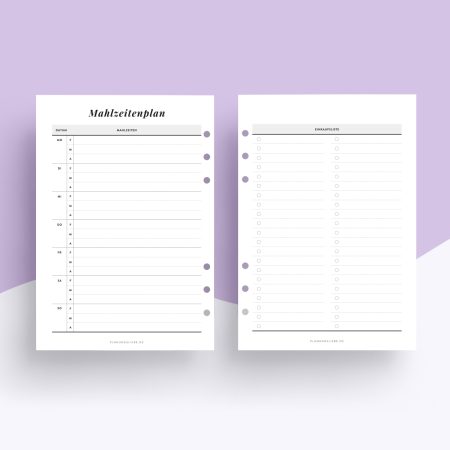 Mahlzeitenplan – Ringplaner Einlagen