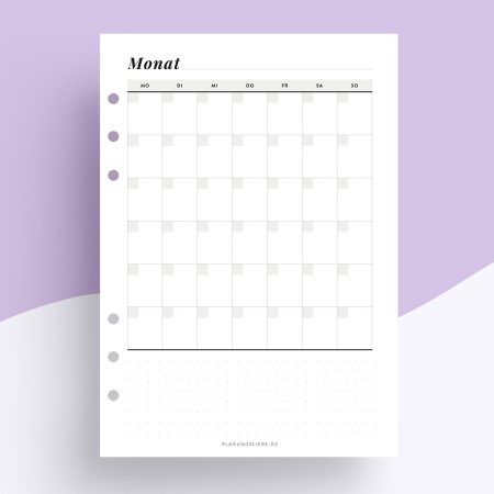 Undatiert Kalendereinlagen | 1 Monat 1 Seite vertikal