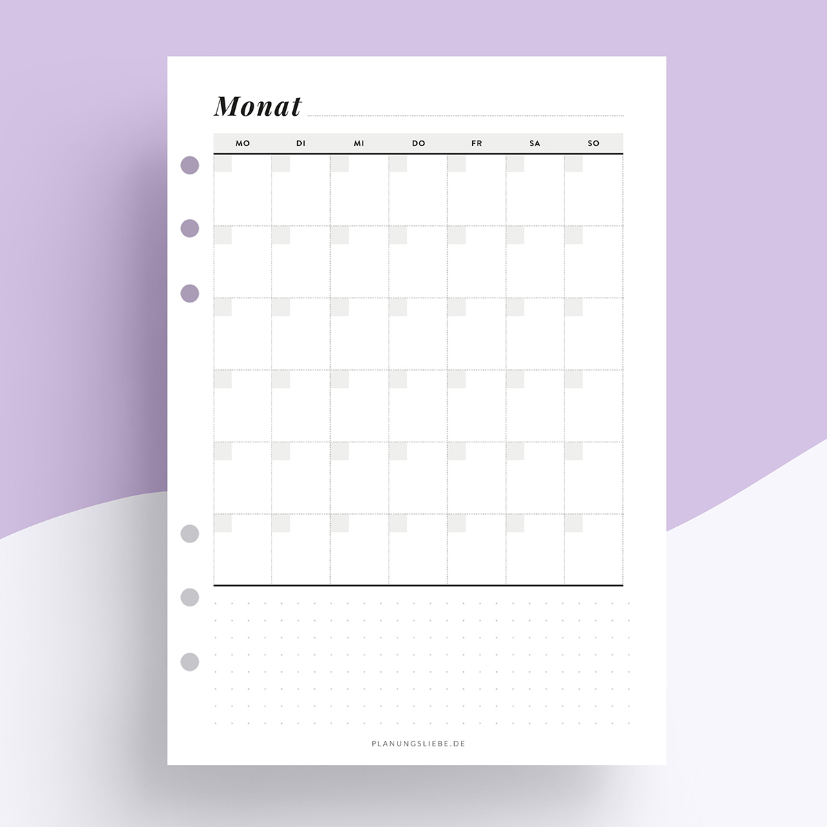 Undatiert Kalendereinlagen | 1 Monat 1 Seite vertikal