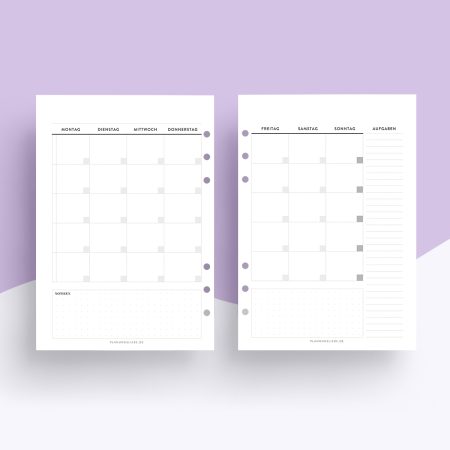 Undatiert Kalendareinlagen | 1 Monat 2 Seiten