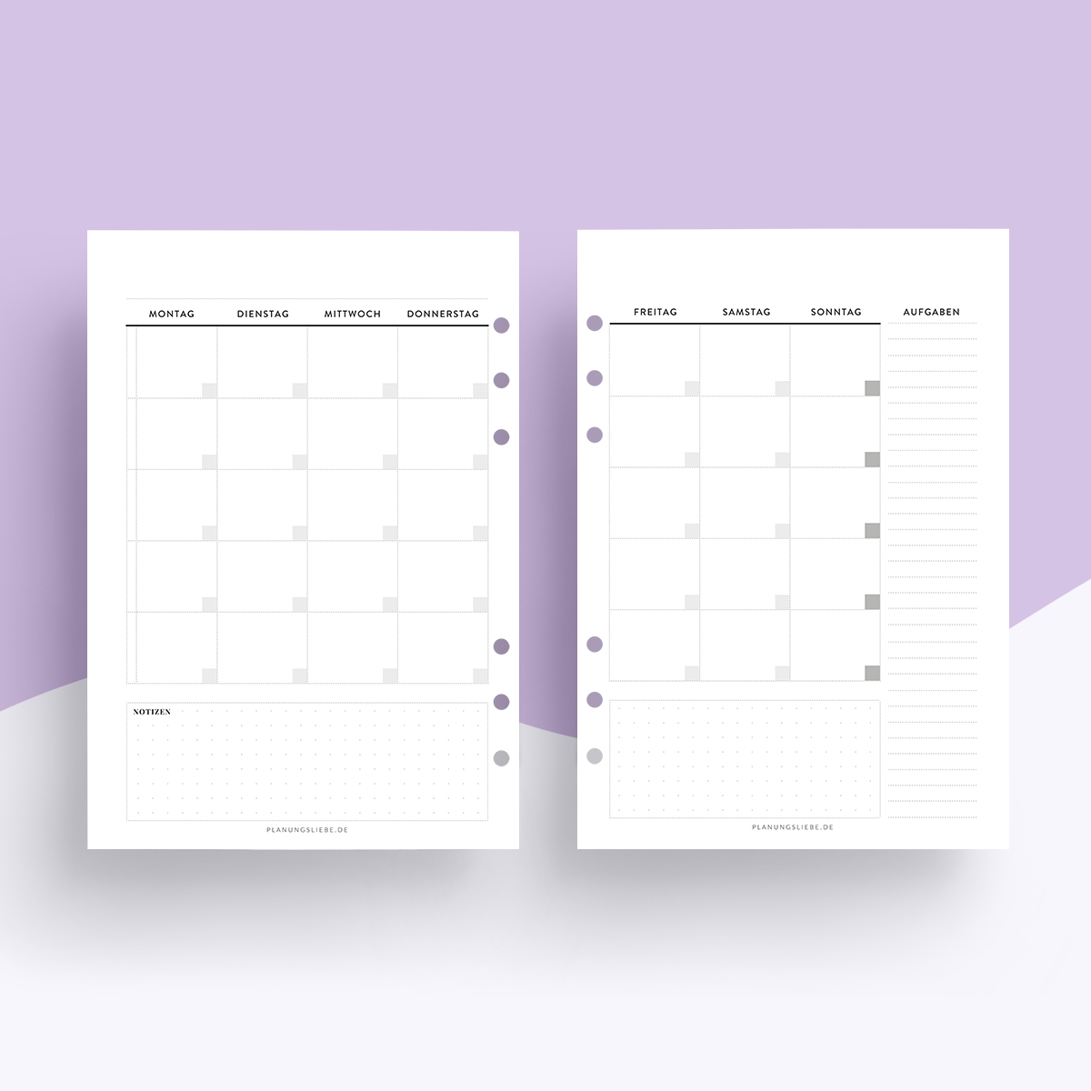 Undatiert Kalendareinlagen | 1 Monat 2 Seiten