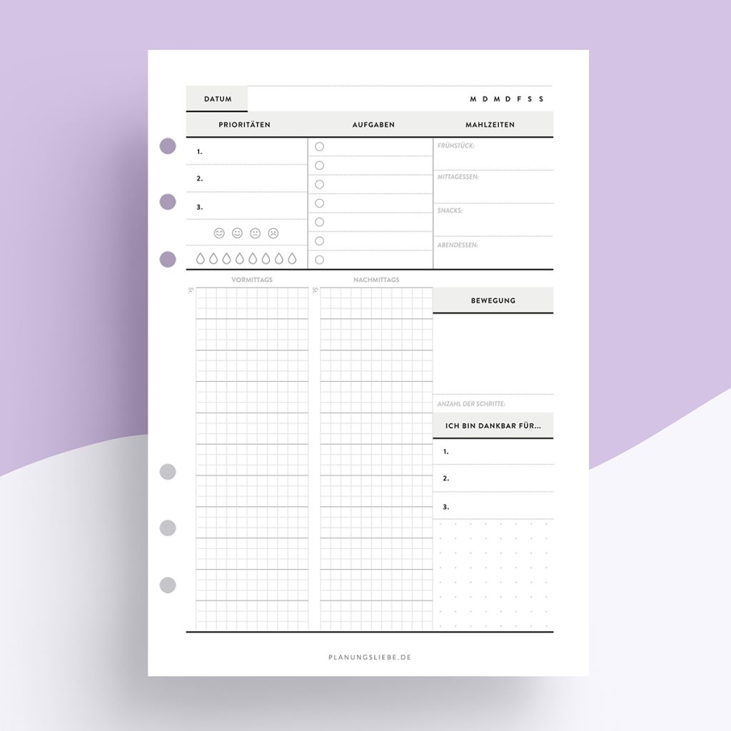 Undatiert Kalendereinlagen | 1 Tag 1 Seite stündlich
