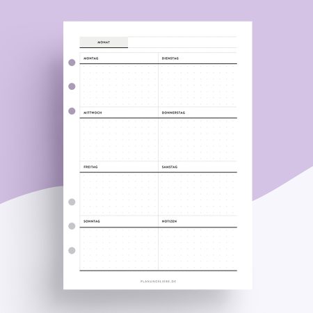 Undatiert Kalendereinlagen | 1 Woche 1 Seite dot grid