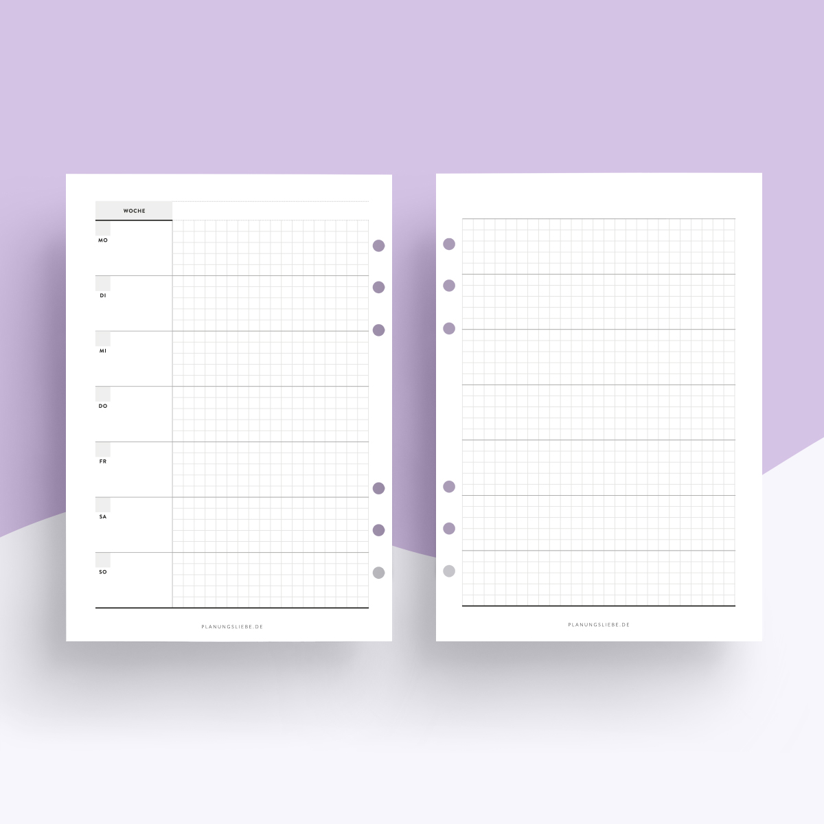 Undatiert Kalendereinlagen | 1 Woche 2 Seiten raster