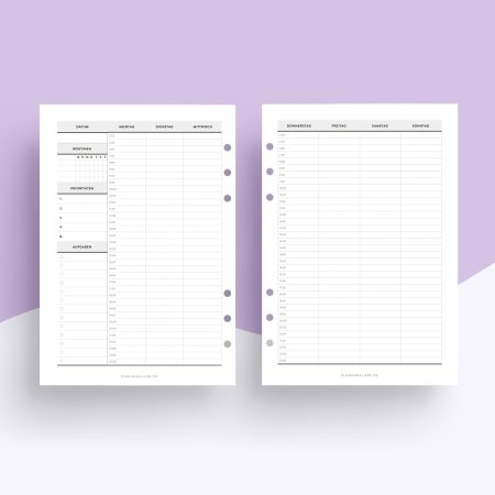 Undatiert Kalendereinlagen | 1 Woche 2 Seiten stündlich