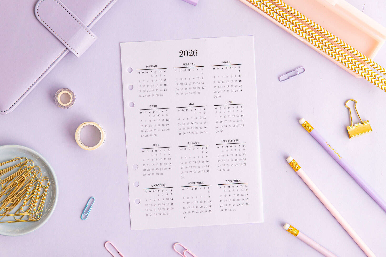 Titelseite Kalender 2026 Transparentpapier