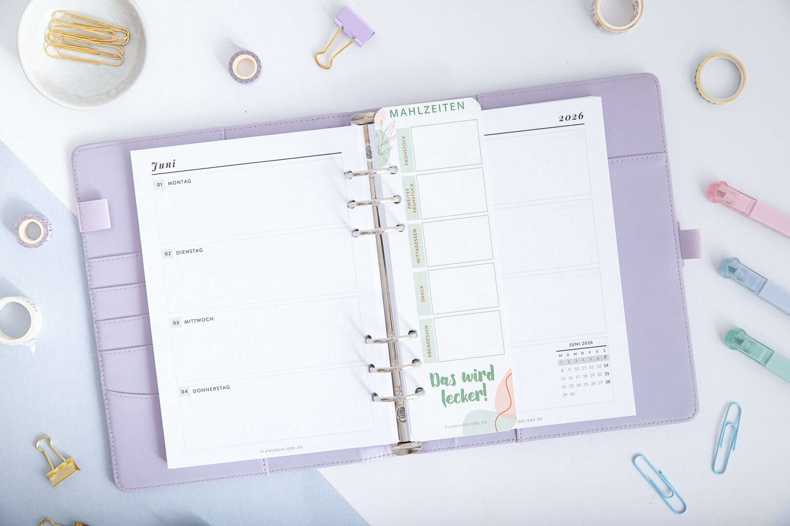 Trennblaetter A5 mahlzeiten tab detail im Ringbuch planer