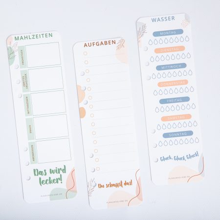 Trennblätter Weiß „Wasser, Mahlzeiten & Aufgaben” – trockenlöschbar | A5 Ringbuch Register