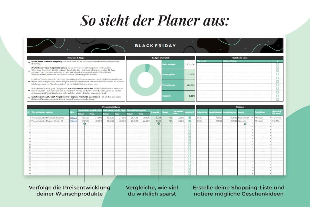 Black Friday Shopping-Planer