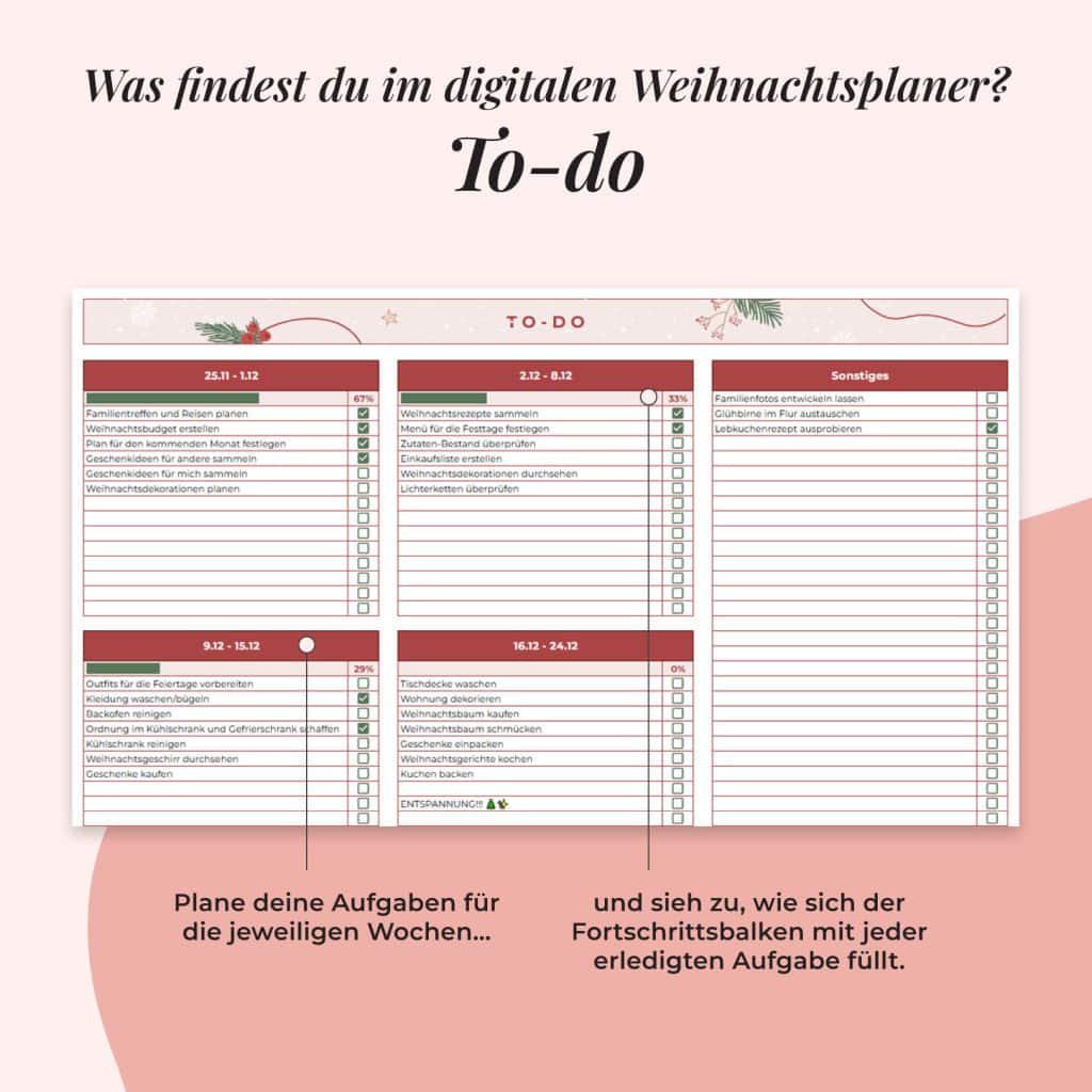 Weihnachtsplaner Google Sheets | To-do
