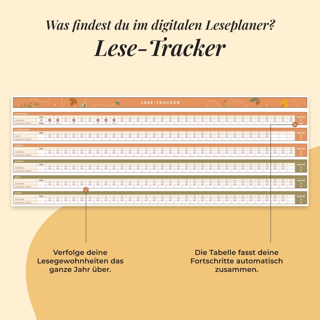 Bücherwurm-Planer Google Sheets - Lese-Tracker