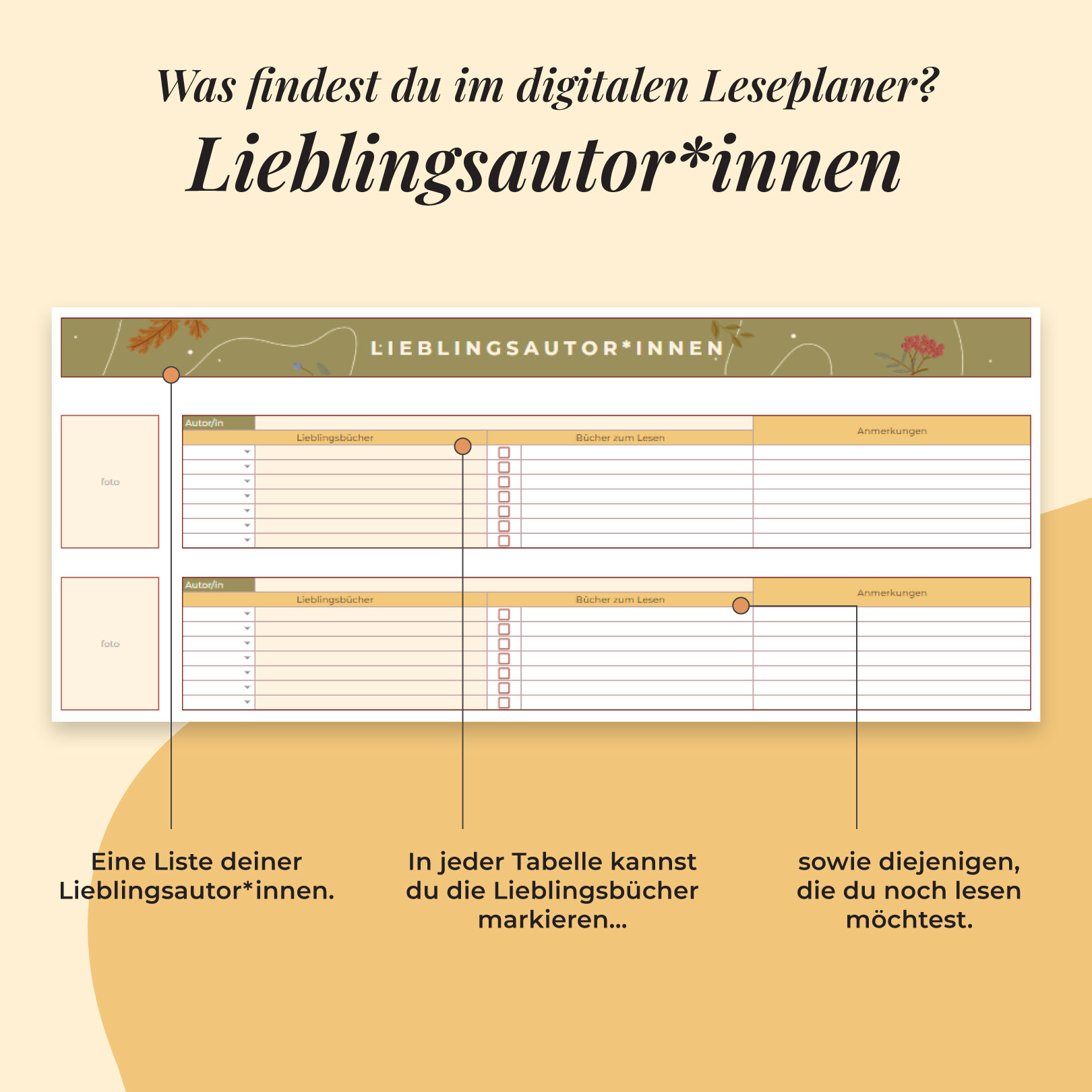 Bücherwurm-Planer Google Sheets - Lieblingsautor*inner