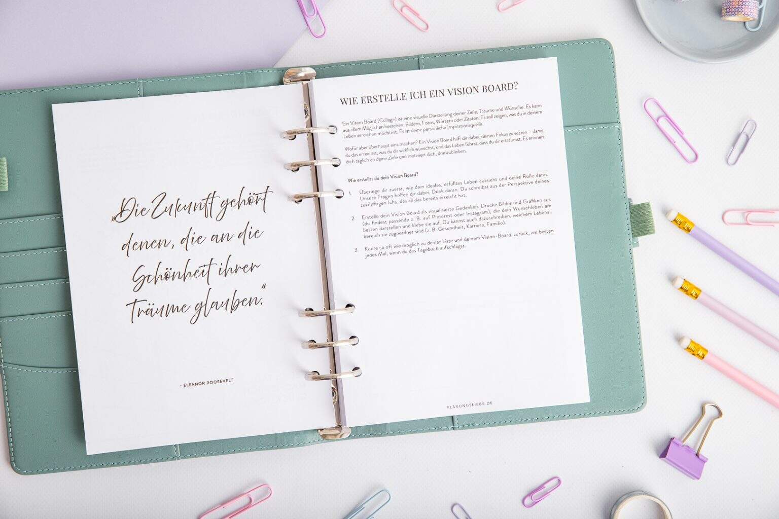 Dankbarkeits Journal Ringplaner Einlagen – Vision Board Anleitung