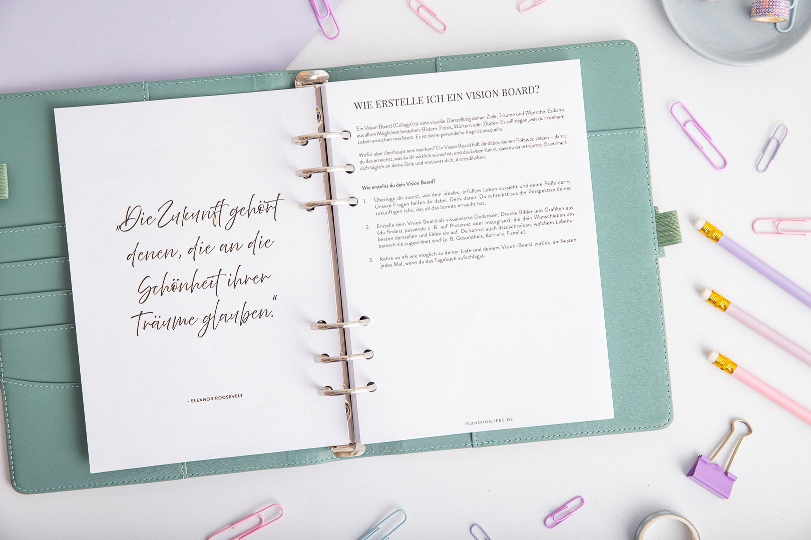 Dankbarkeits Journal Ringplaner Einlagen – Vision Board Anleitung