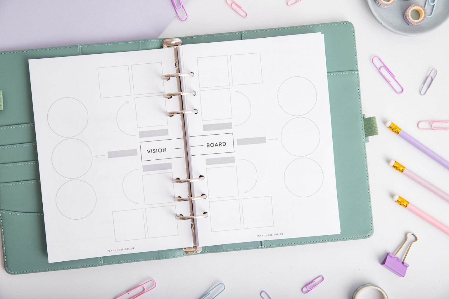 Dankbarkeits Journal Ringplaner Einlagen – Vision Board Layout