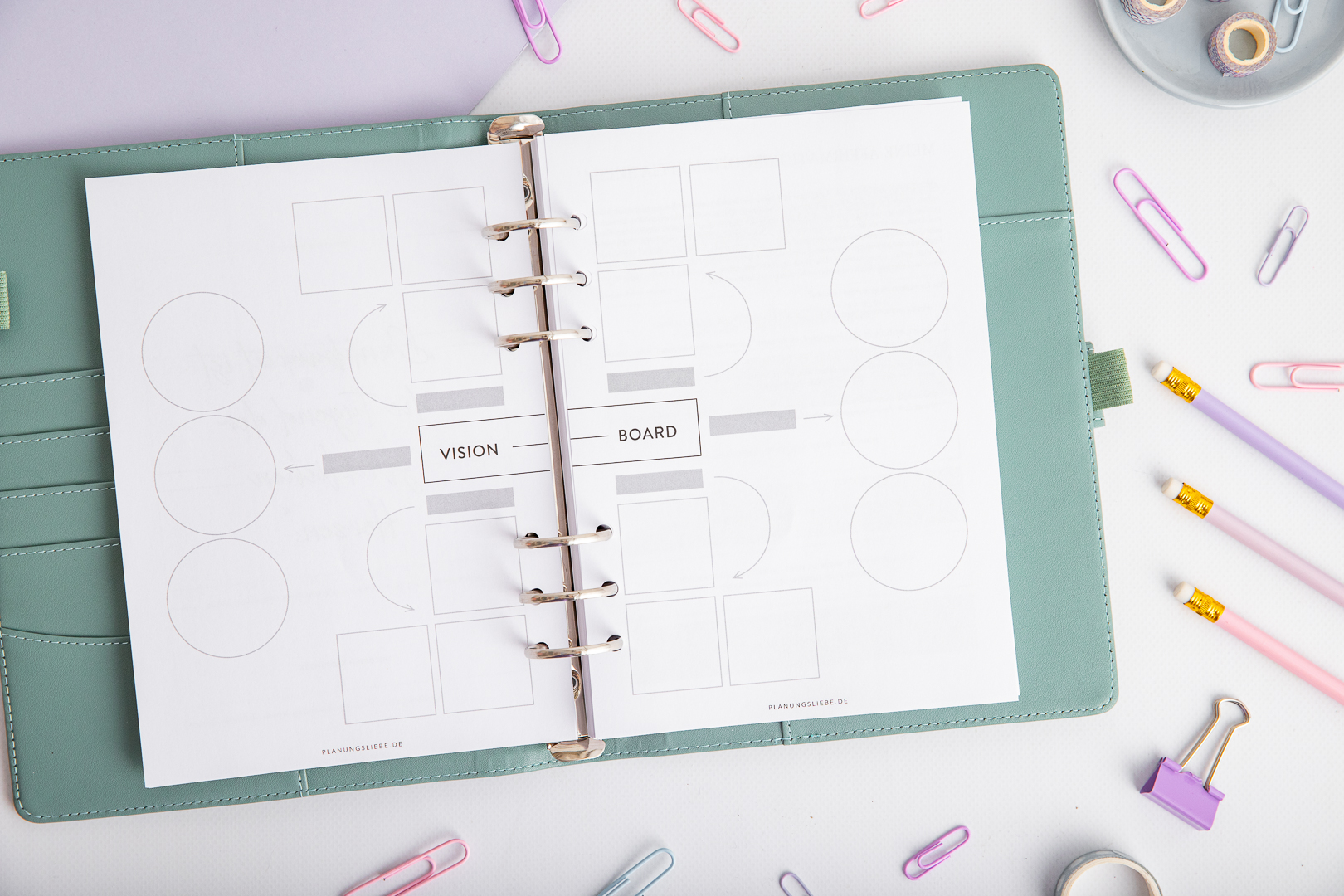 Dankbarkeits Journal Ringplaner Einlagen – Vision Board Layout