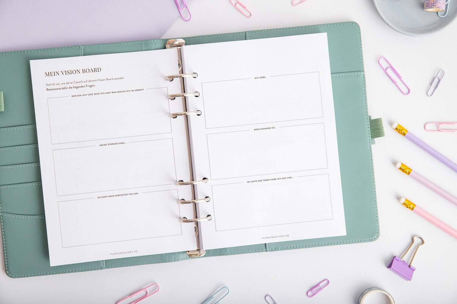 Dankbarkeits Journal Ringplaner Einlagen – Vision Board Vorlage