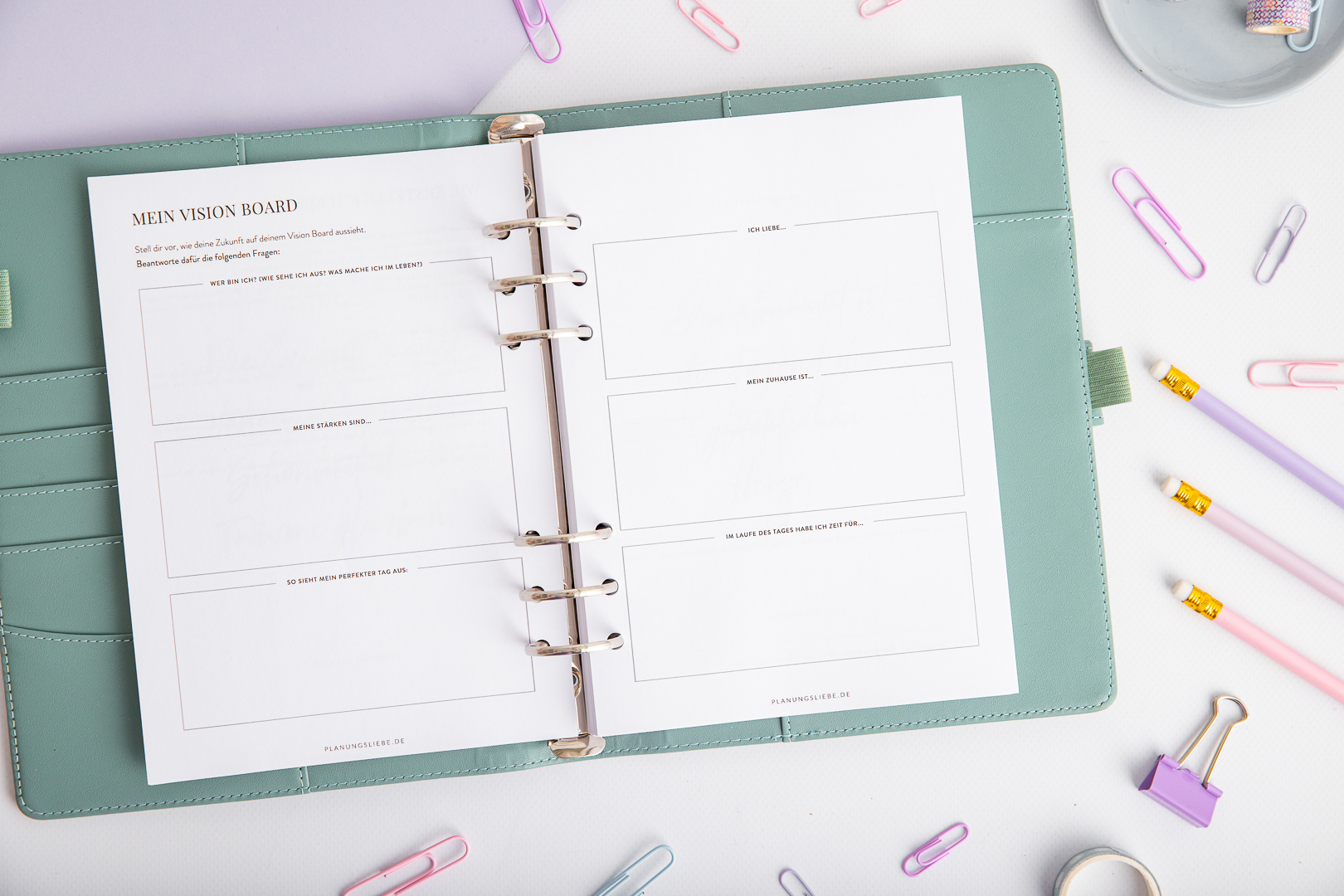 Dankbarkeits Journal Ringplaner Einlagen – Vision Board Vorlage