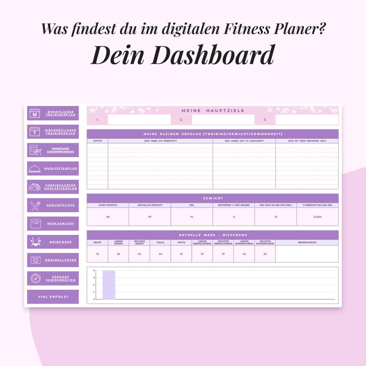 Fitness-Planer im Google Sheets | Dein dashboard