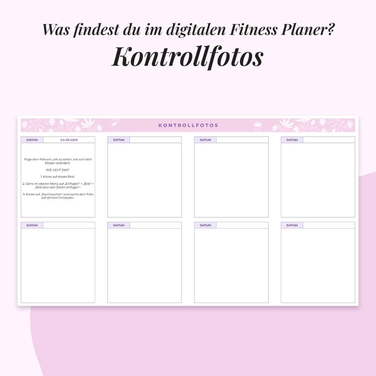Fitness-Planer im Google Sheets | Gesunde Kontrolfotos