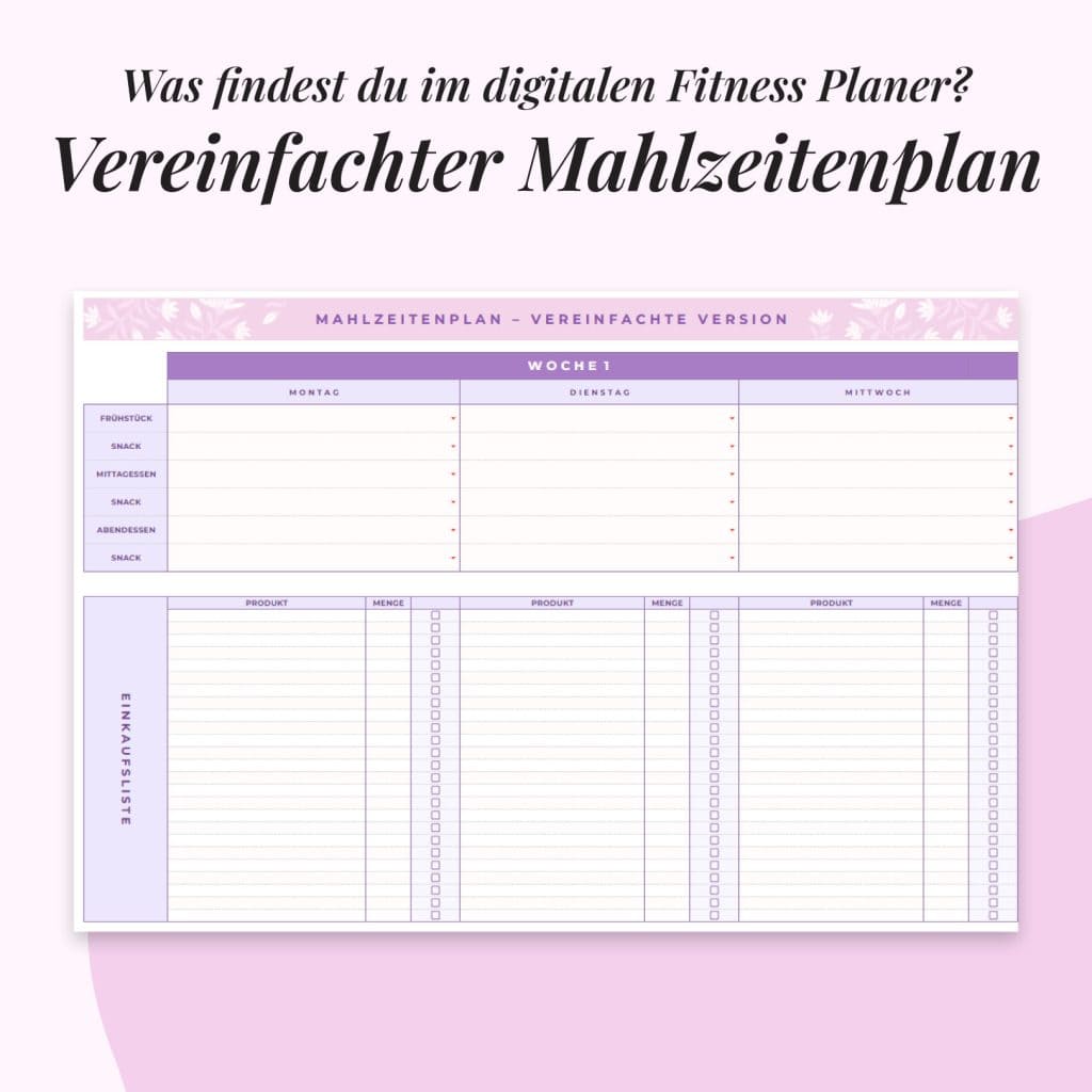 Fitness-Planer im Google Sheets | Vereinfachter Mahlezeitplan