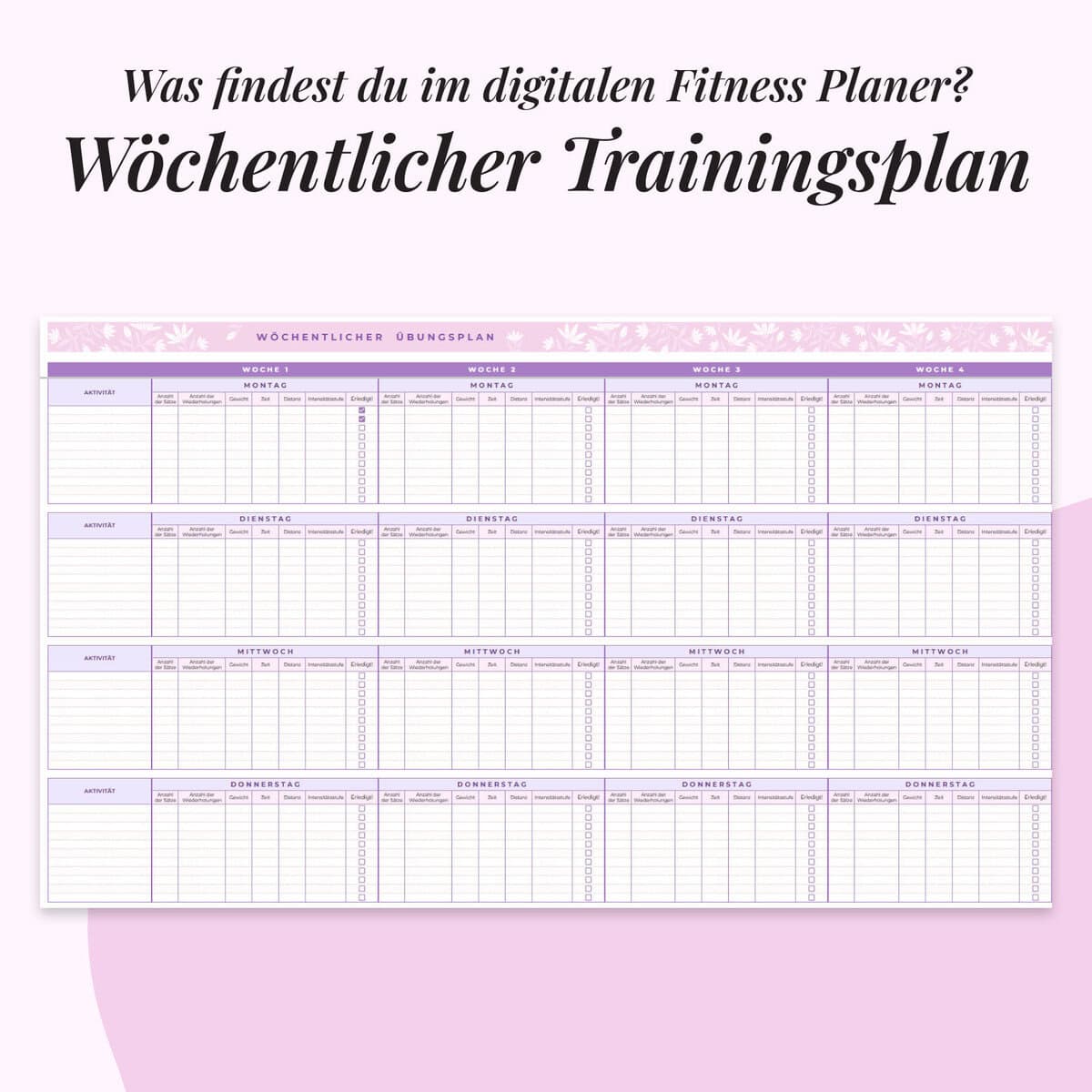 Fitness-Planer im Google Sheets | Wochenlicher Traningsplan