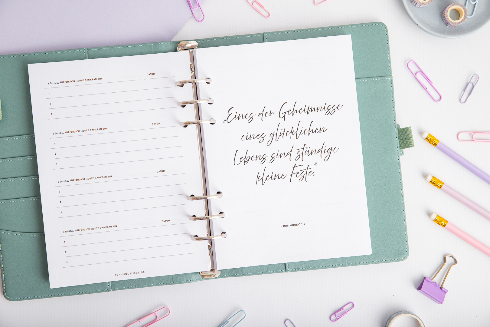 Inspirierendes Dankbarkeits Zitat im Journal