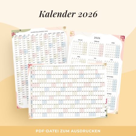 Jahreskalender 2026 zum Ausdrucken | Planungsliebe