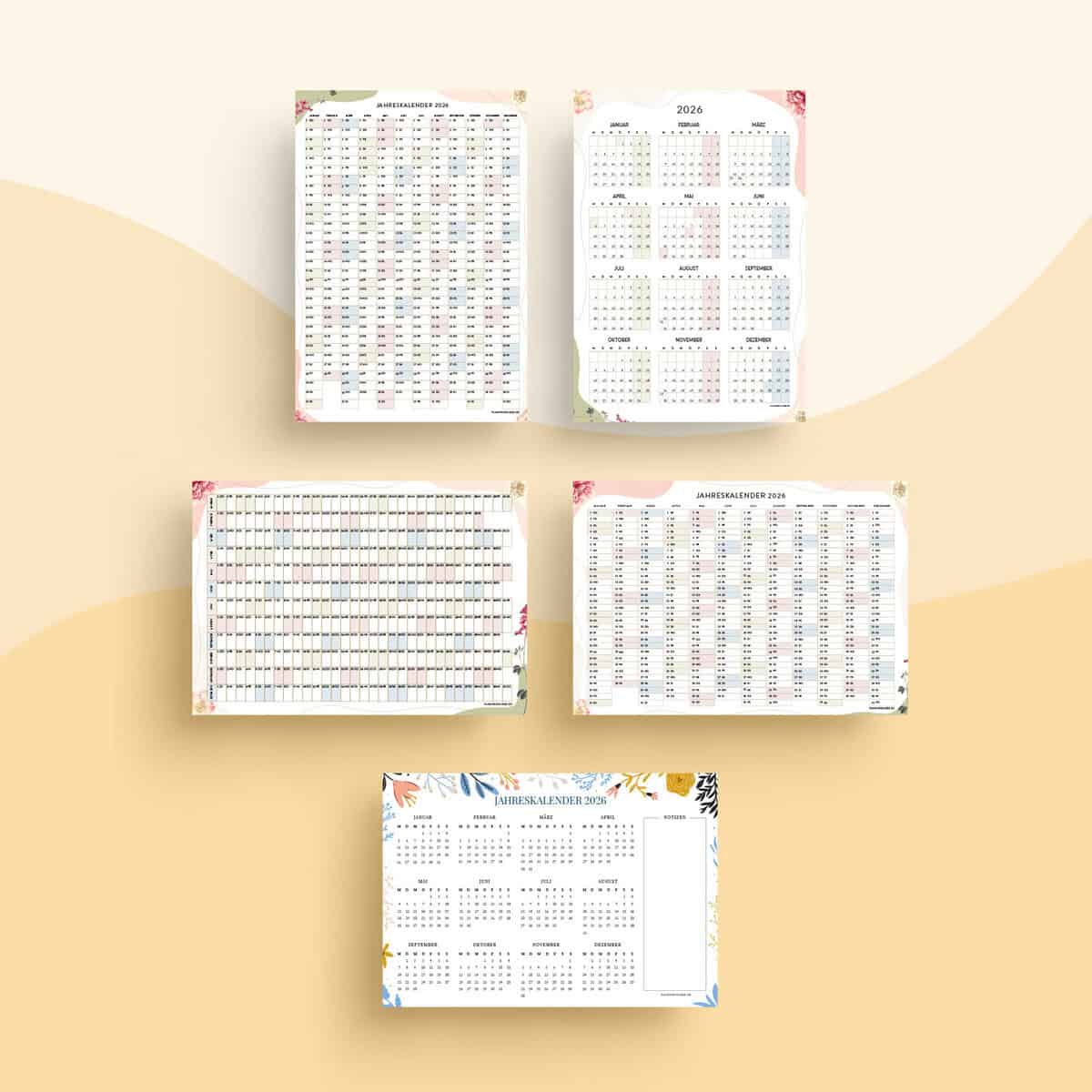 Jahreskalender zum Ausdrucken